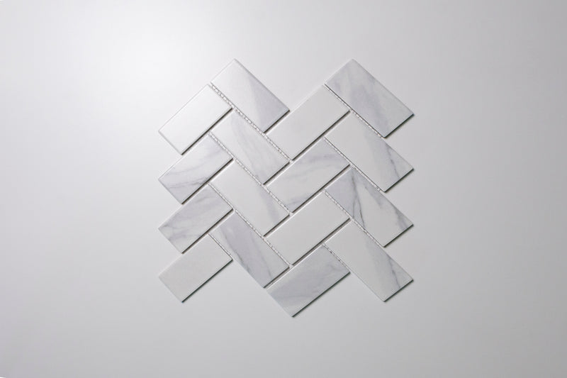 Greenwood Carrara Heringbone Mosaic