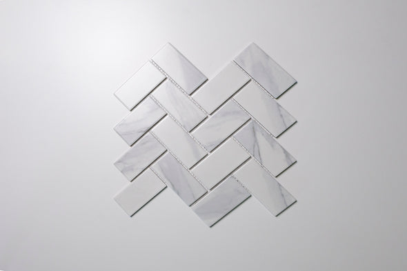 Greenwood Carrara Heringbone Mosaic