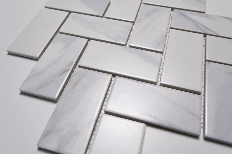 Greenwood Carrara Heringbone Mosaic