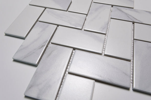Greenwood Carrara Heringbone Mosaic