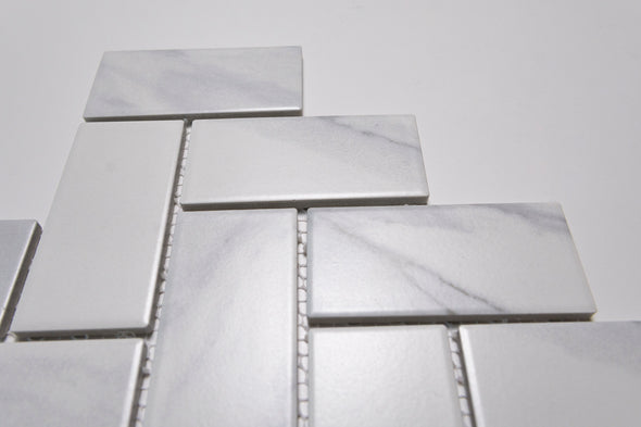 Greenwood Carrara Heringbone Mosaic