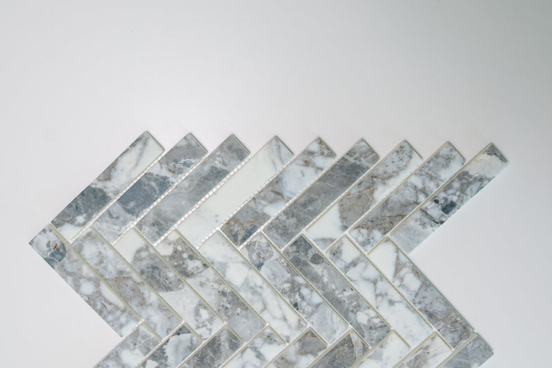 Terrazzo Grey Herringbone Mosaic