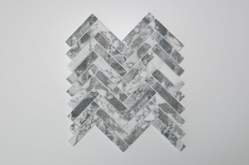 Terrazzo Grey Herringbone Mosaic