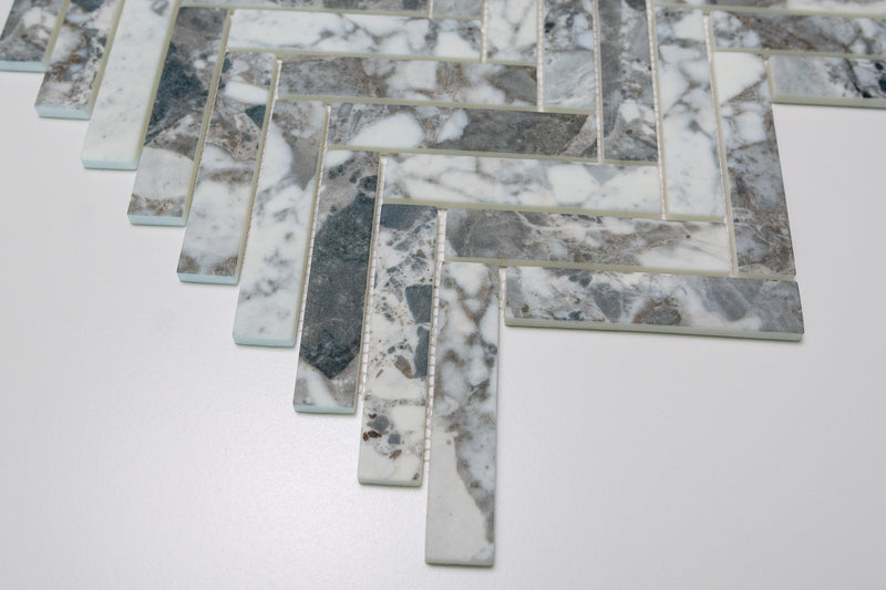 Terrazzo Grey Herringbone Mosaic