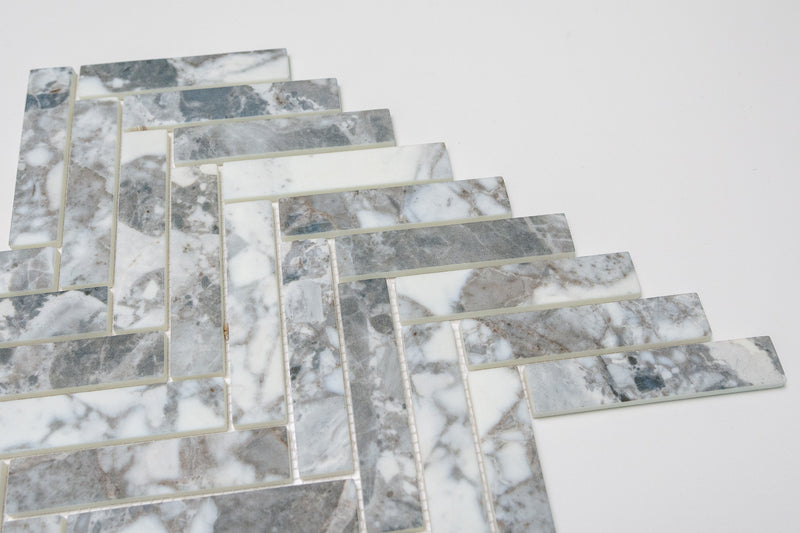 Terrazzo Grey Herringbone Mosaic